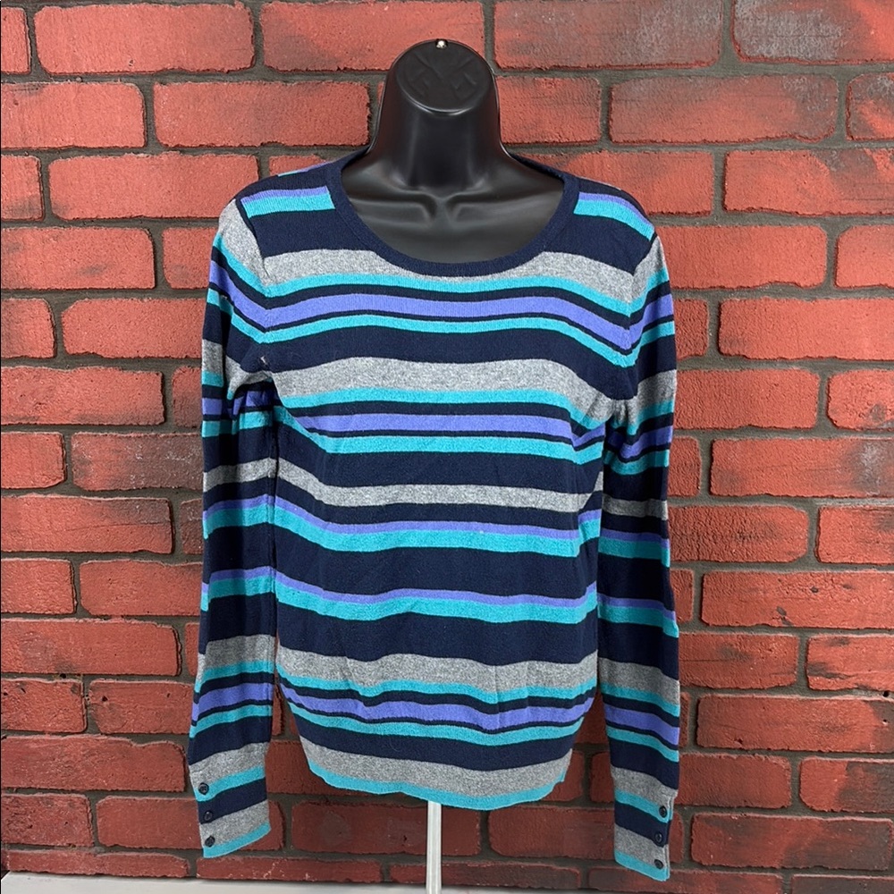 G.H. Bass Sweater Womens Medium Striped Cashmere Blend